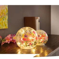 LED-Glaskugel "Blumenmeer" groß: Ø 15 cm