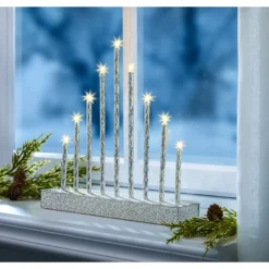 LED-Kerzentreppe „Glitter“ silber