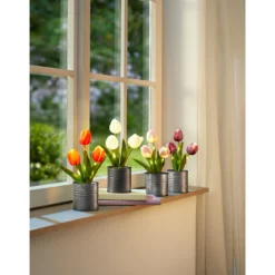 LED-Kunstblume Tulpentöpfchen "Real Touch" orange