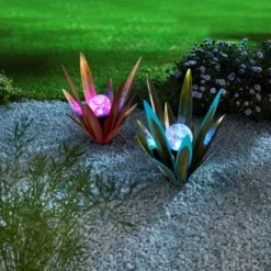 LED-Solar-Gartenstecker "Blatt" rot