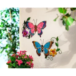 Leucht-Wanddeko "Schmetterling" rosa