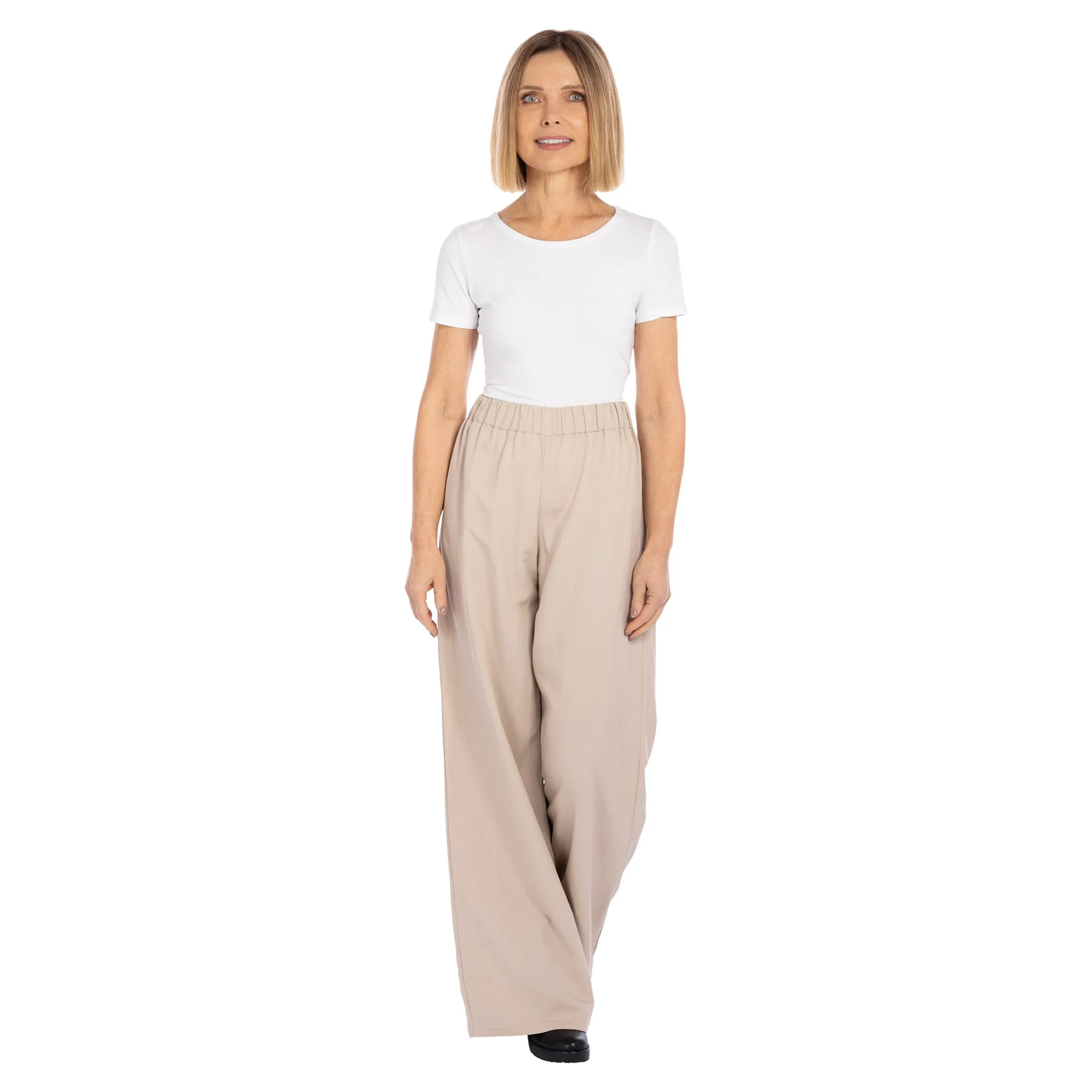 Marlenehose mit Leinen beige