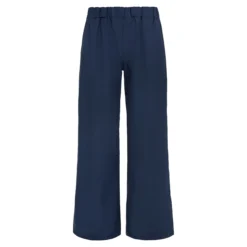 Marlenehose mit Leinen blau