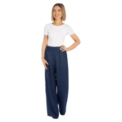 Marlenehose mit Leinen blau