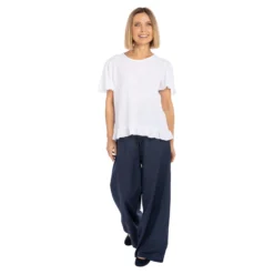 Marlenehose mit Leinen blau