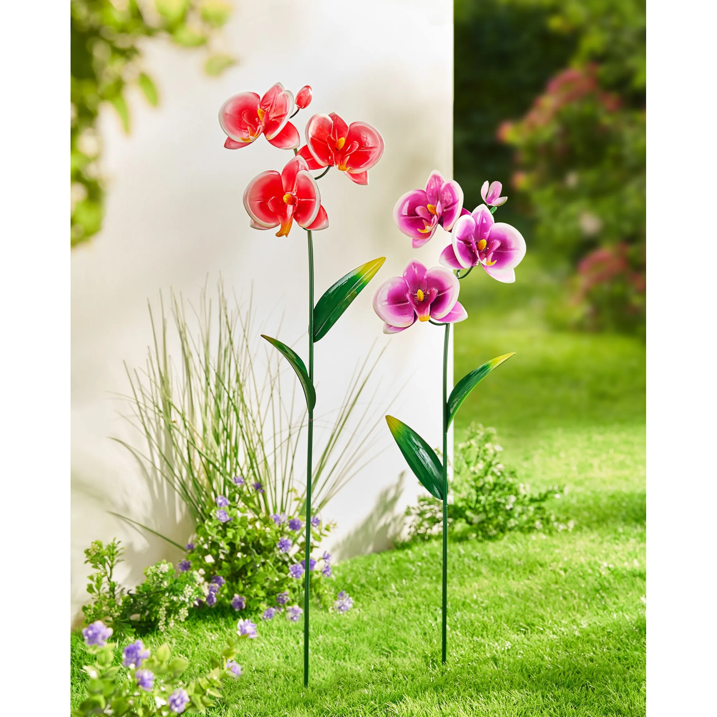 Metall-Gartenstecker "Orchidee" lila