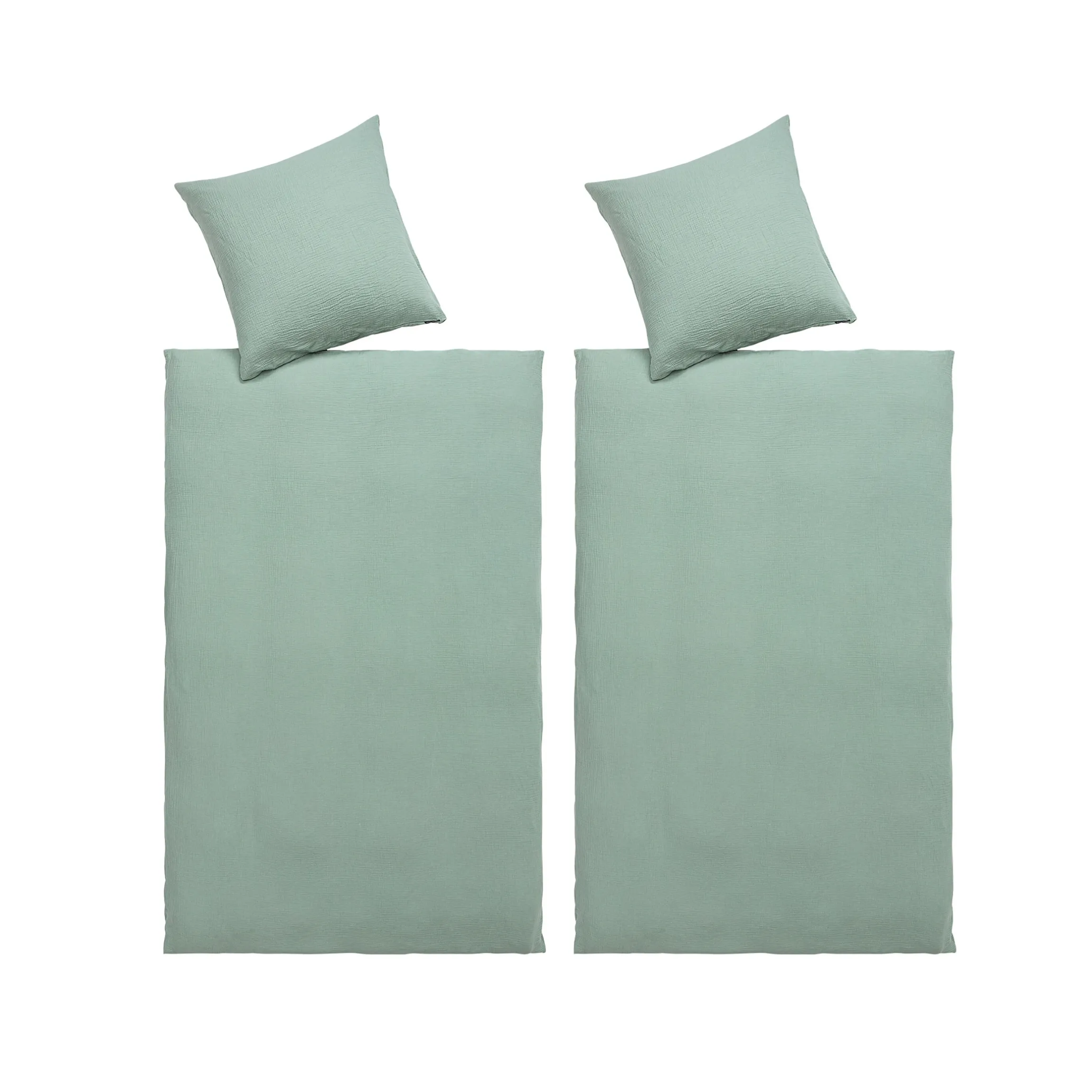 Musselin-Baumwollbettwäsche Set "Annalena", 4 teilig, 135x200 cm salbei
