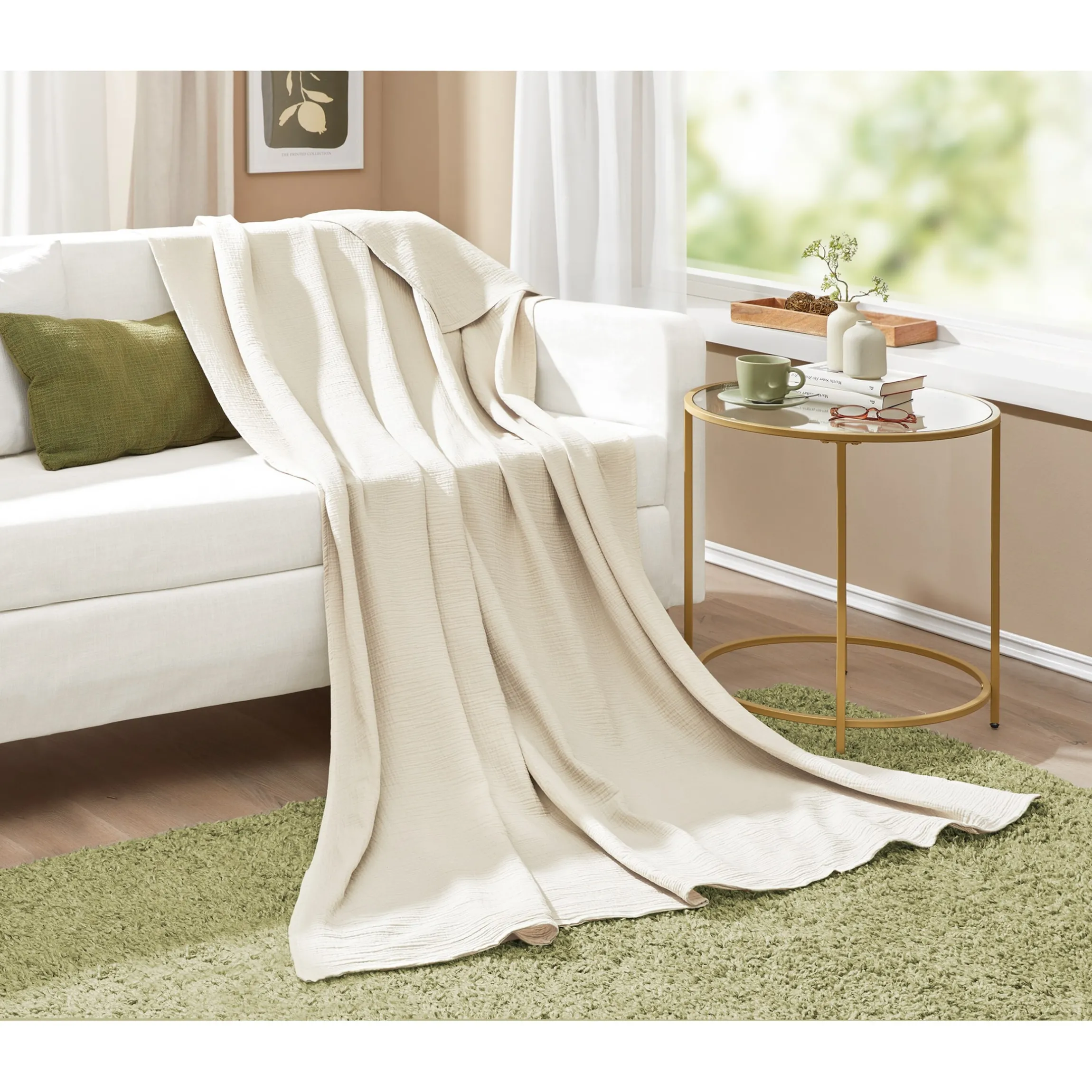 Musselin-Decke "Annalena", 150x200 cm beige