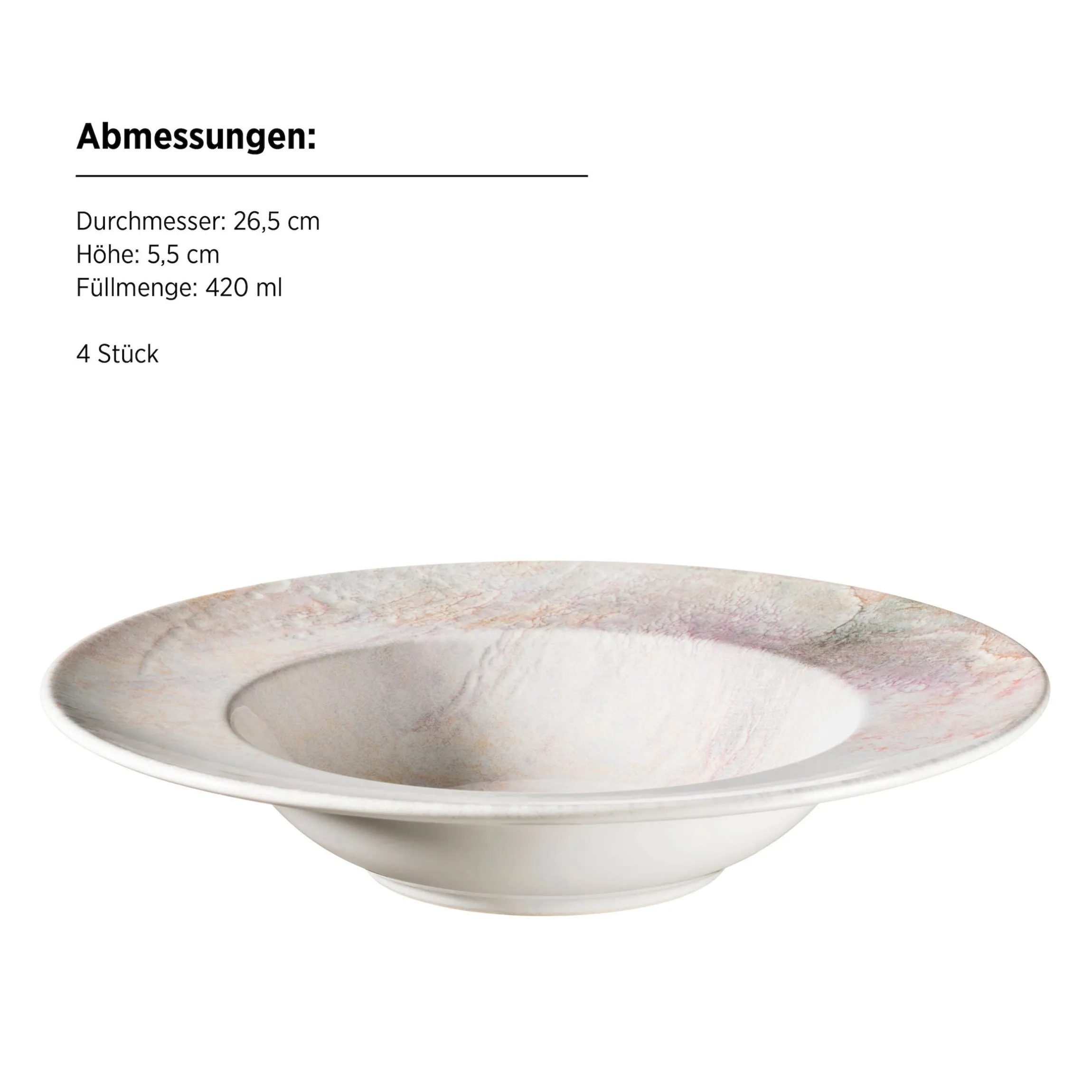 Pastateller-Set, Steinzeug Aquarellia
