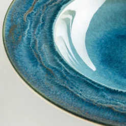 Pastateller-Set, Steinzeug TIEFER SEE Blau / Grün