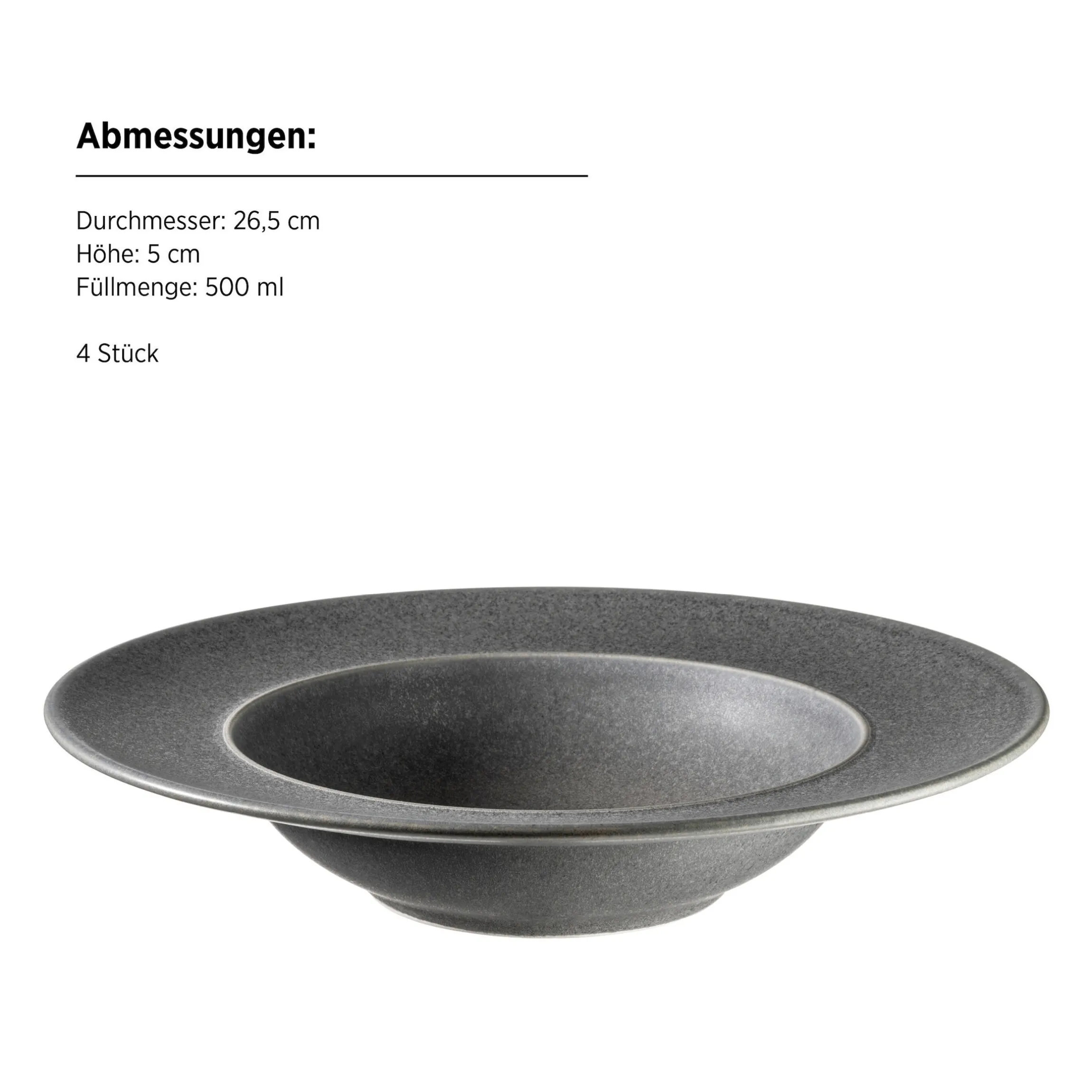 Pastateller Set, Steinzeug Unico Grau