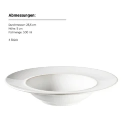 Pastateller Set, Steinzeug Unico Weiß