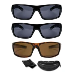 Polarisierte Sonnenbrille HD Polar View, 3 Stück 2x schwarz + 1x hornoptik