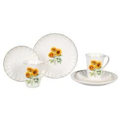 Porzellan-Service „Sonnenblumen“, 6-teilig