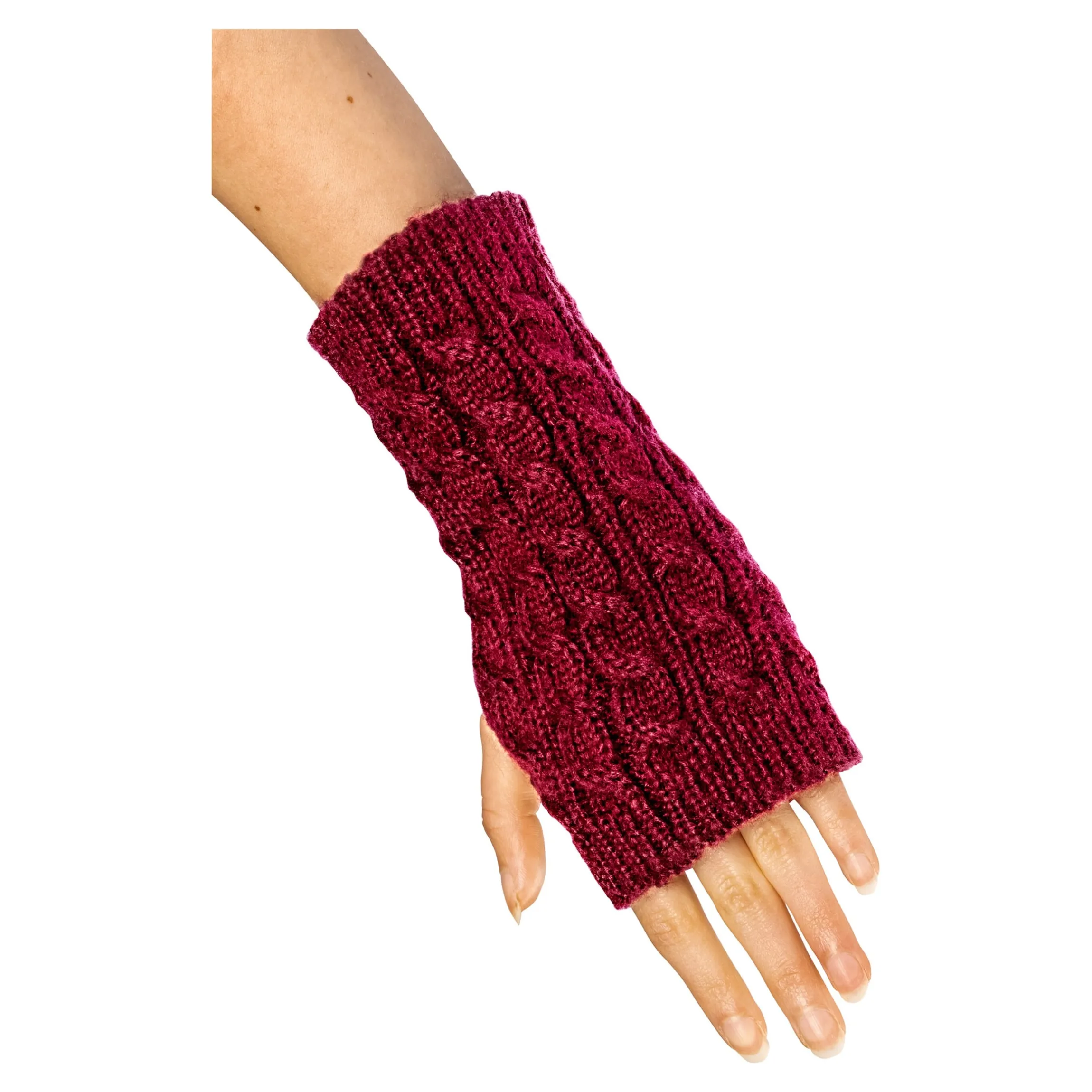 Pulswärmer-Handschuh „2 in 1“ bordeaux
