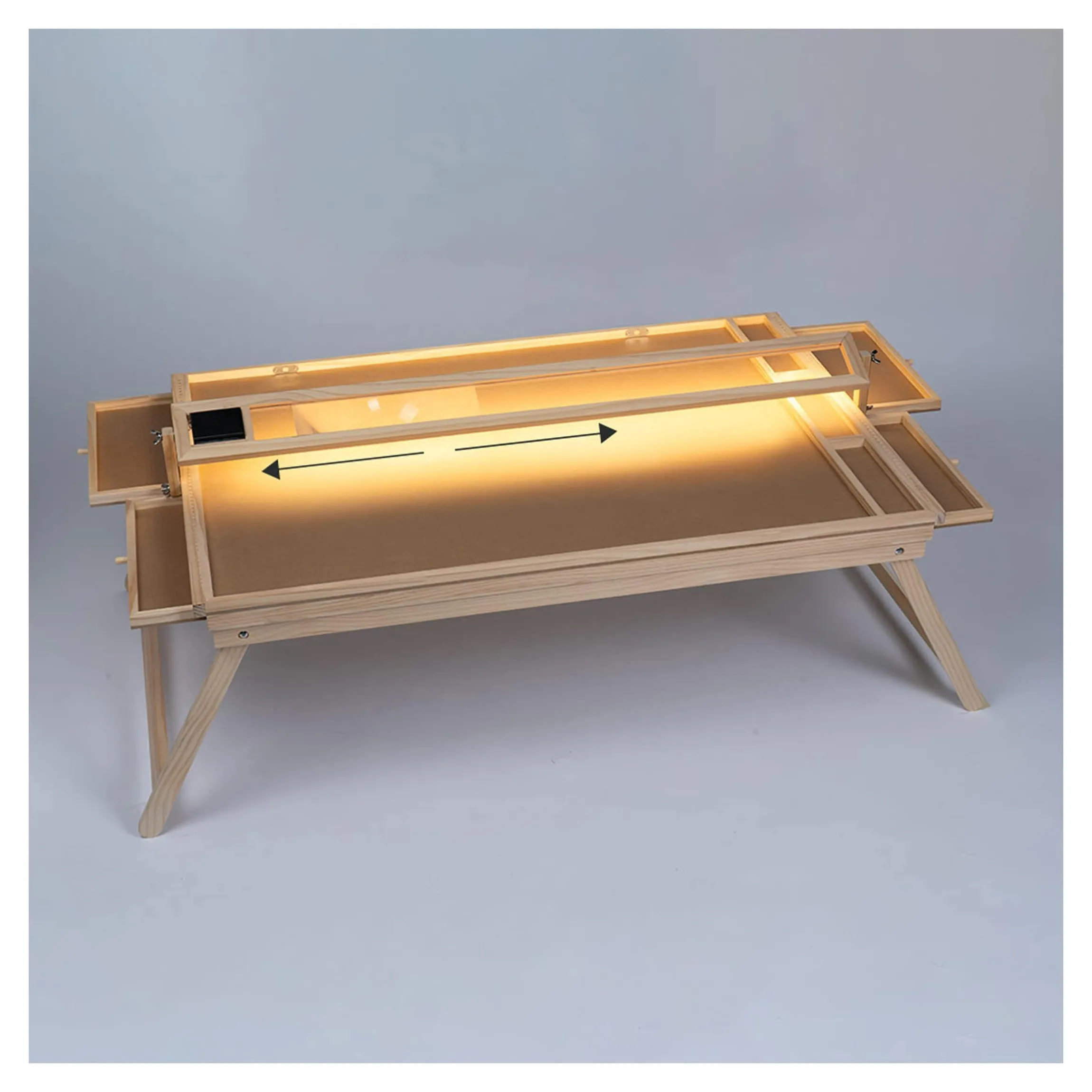 Puzzletisch "Premium" mit LED-Licht, 4 Schubladen, Lupe, mit Beinen, klappbar für 1500 Teile