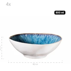 Salatschüssel-Set, Steinzeug Frozen Blau