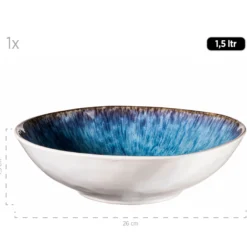 Salatschüssel-Set, Steinzeug Frozen Blau