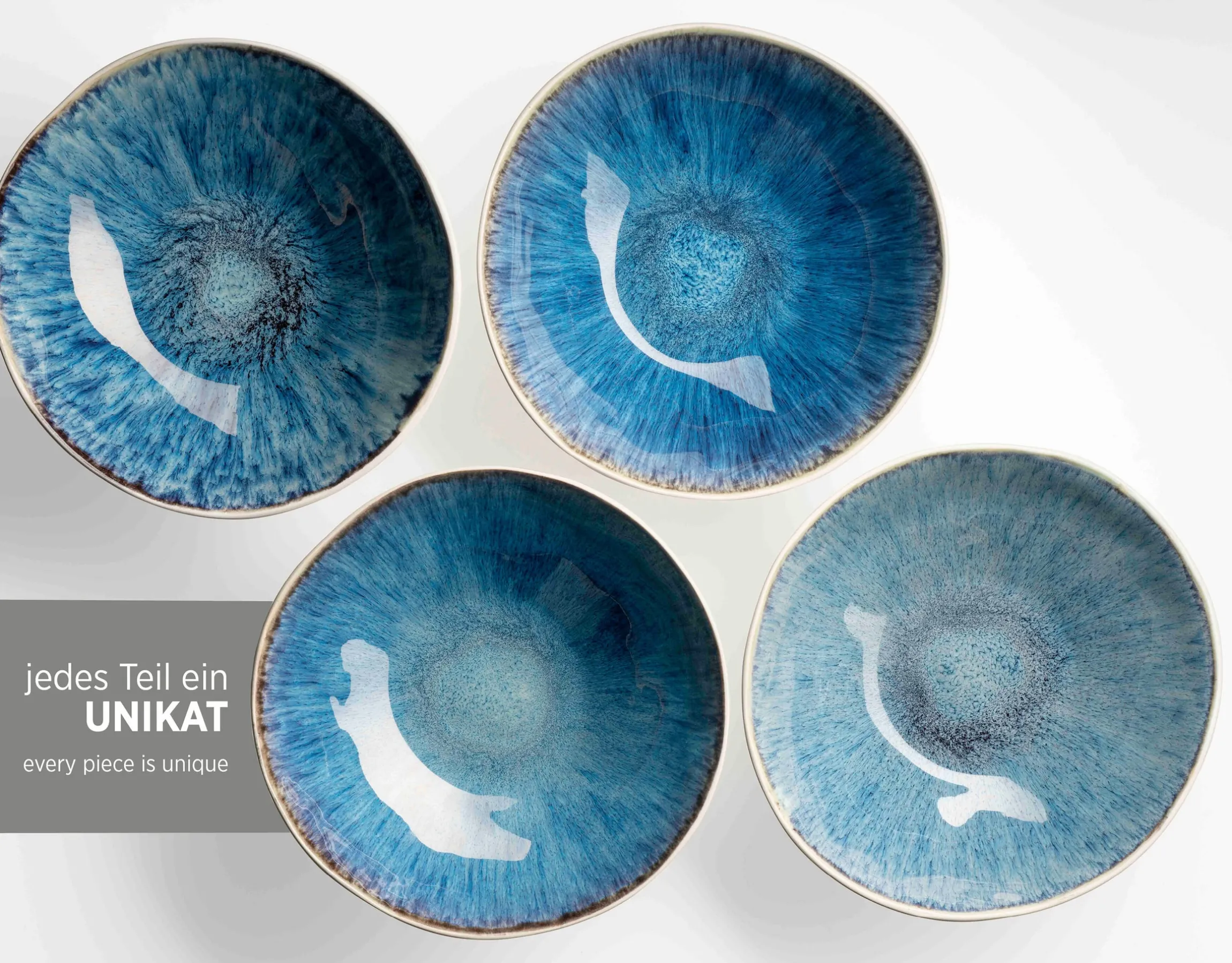 Salatschüssel-Set, Steinzeug Frozen Blau