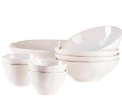 Salatschüssel-Set, Steinzeug Frozen Weiß