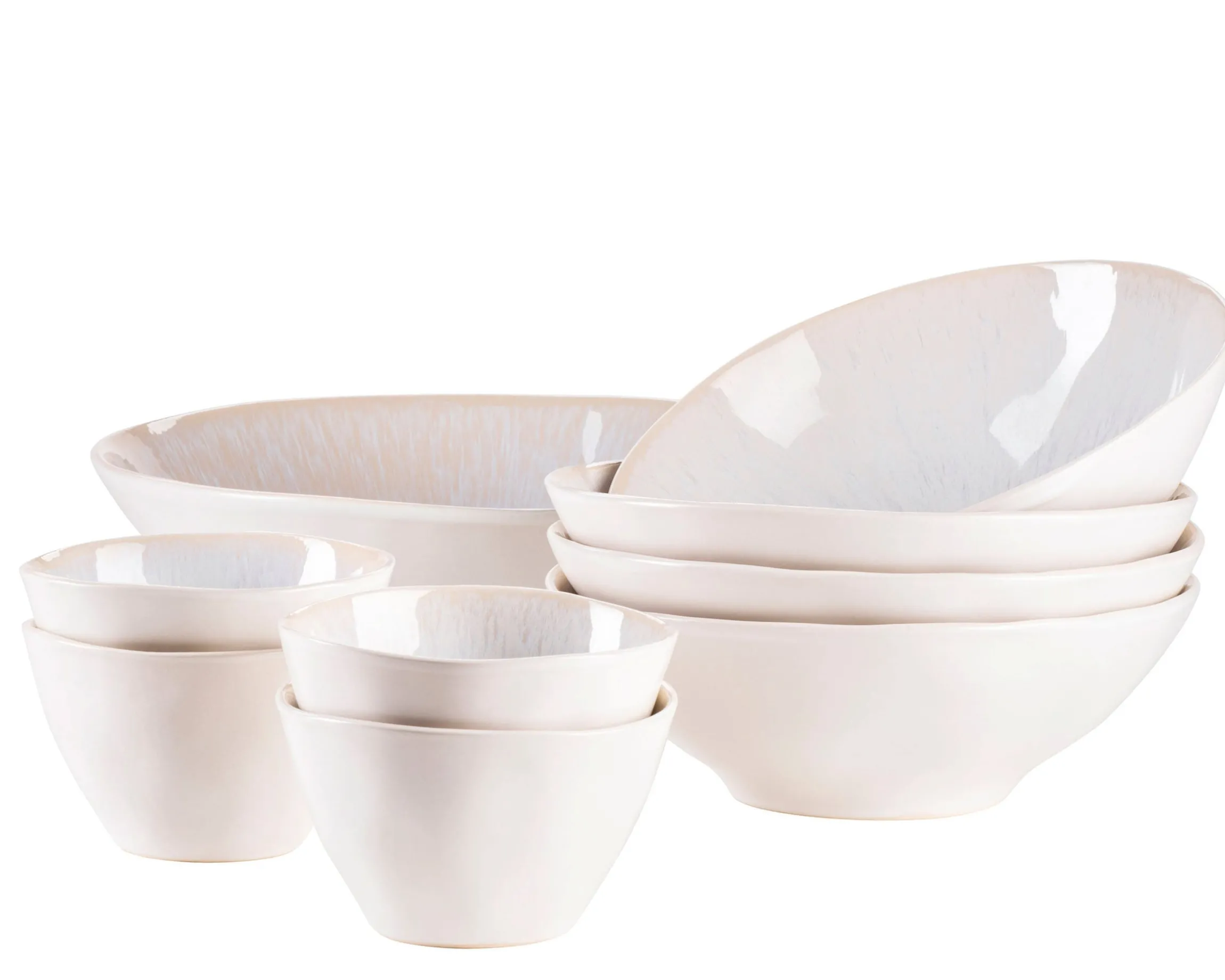Salatschüssel-Set, Steinzeug Frozen Weiß