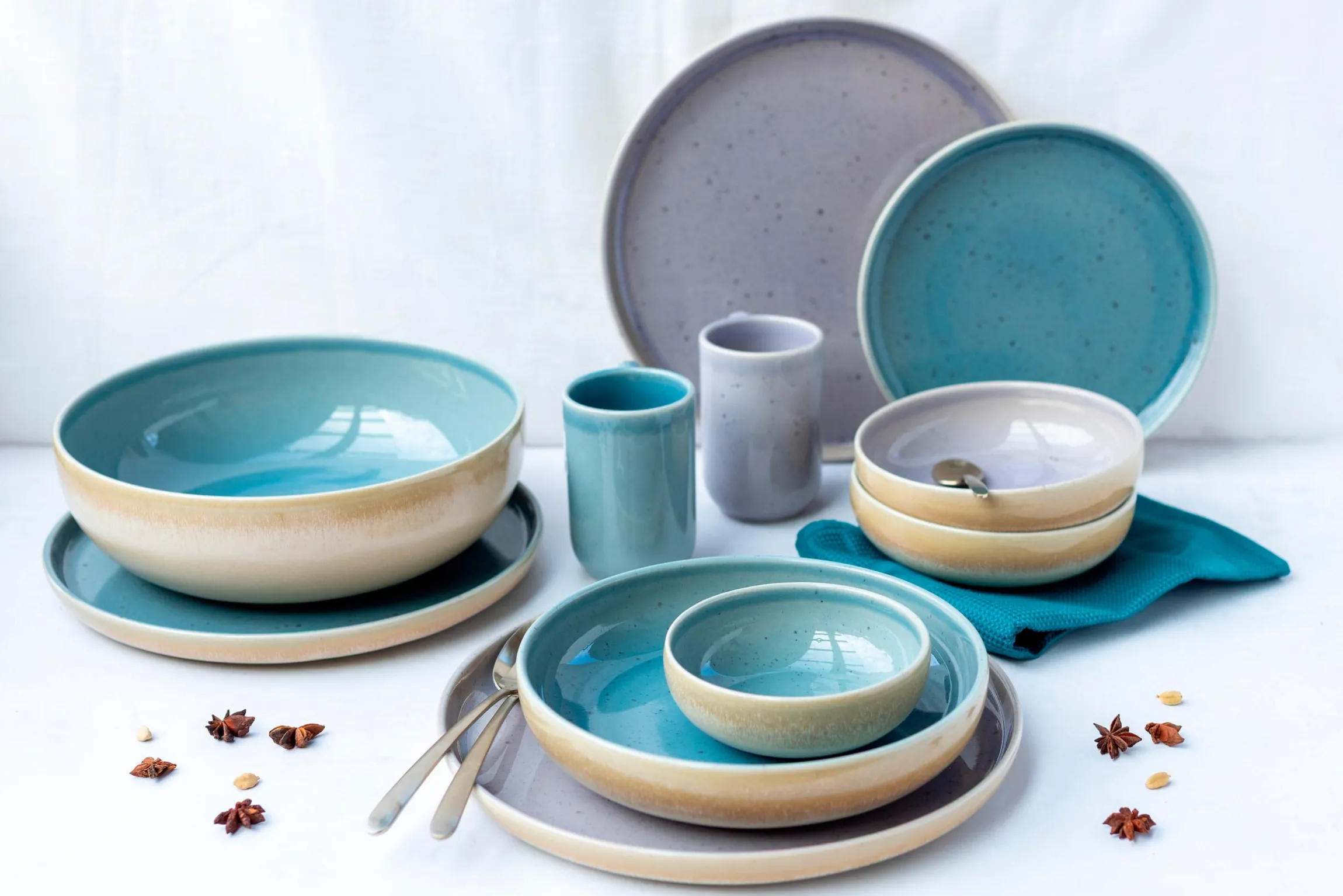 Schüssel Set, Steinzeug Candy Blau