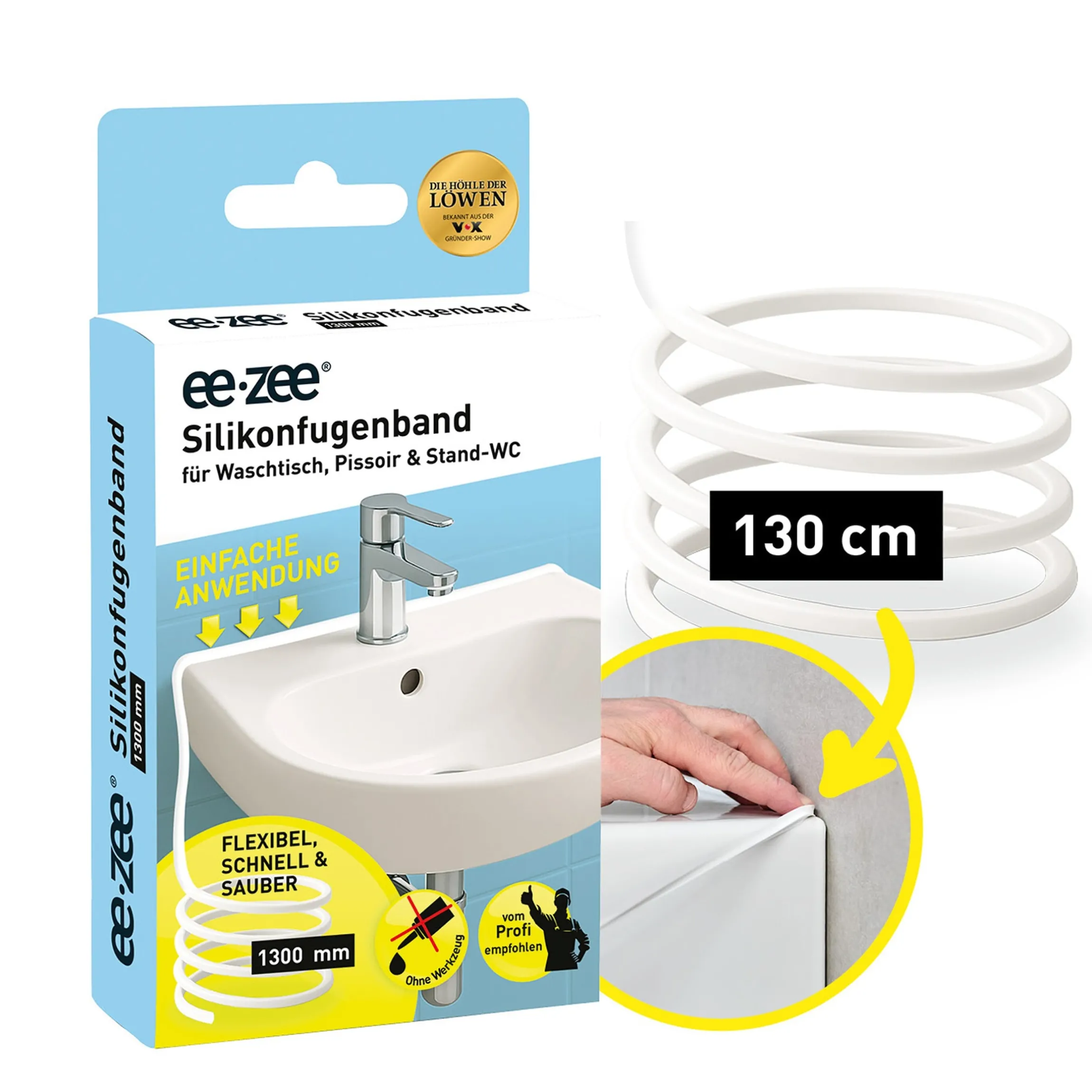 Silikonfugenband ee-zee für Waschtisch, Pissoir & Stand-WC 130 cm