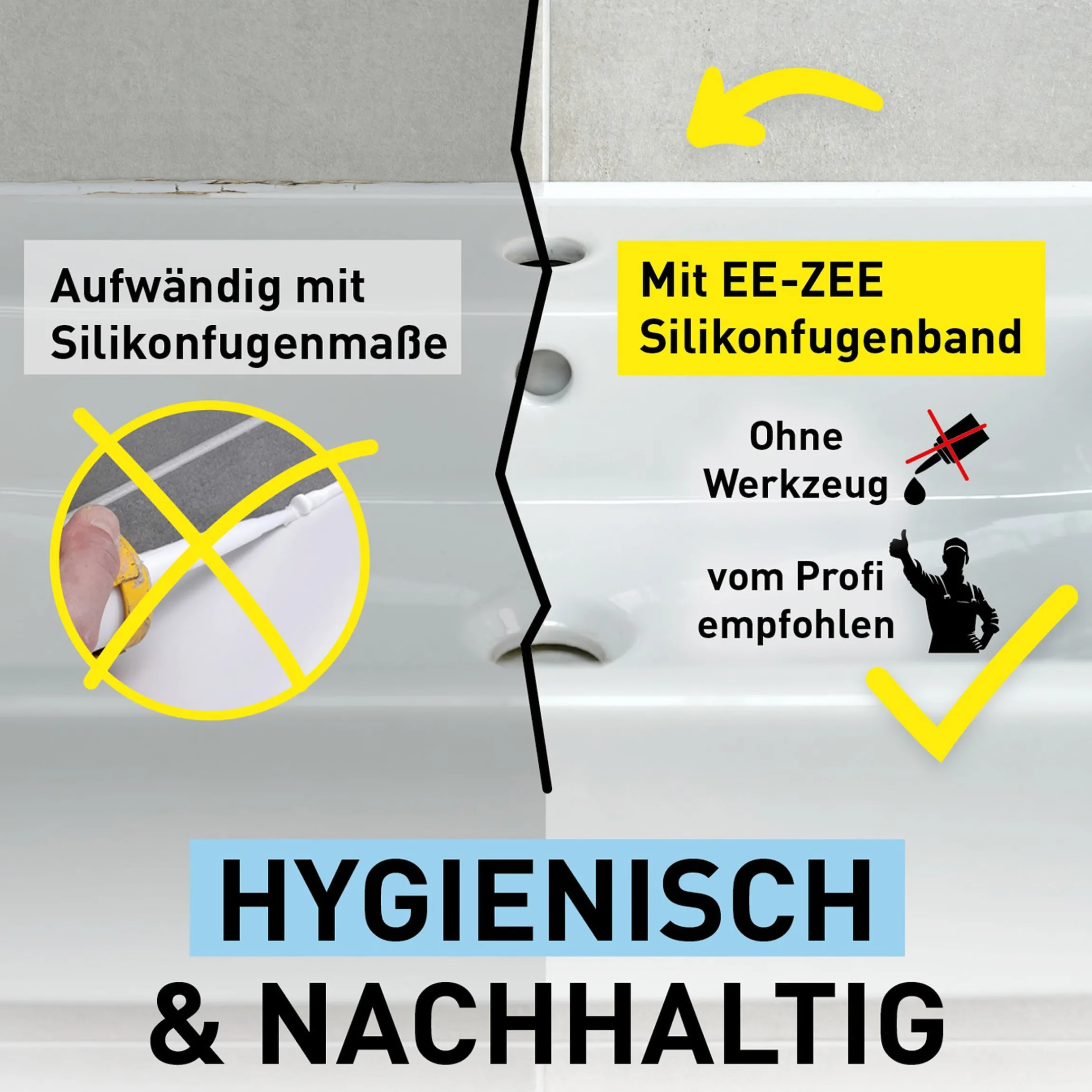 Silikonfugenband ee-zee für Waschtisch, Pissoir & Stand-WC 130 cm