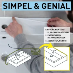 Silikonfugenband ee-zee für Waschtisch, Pissoir & Stand-WC 130 cm
