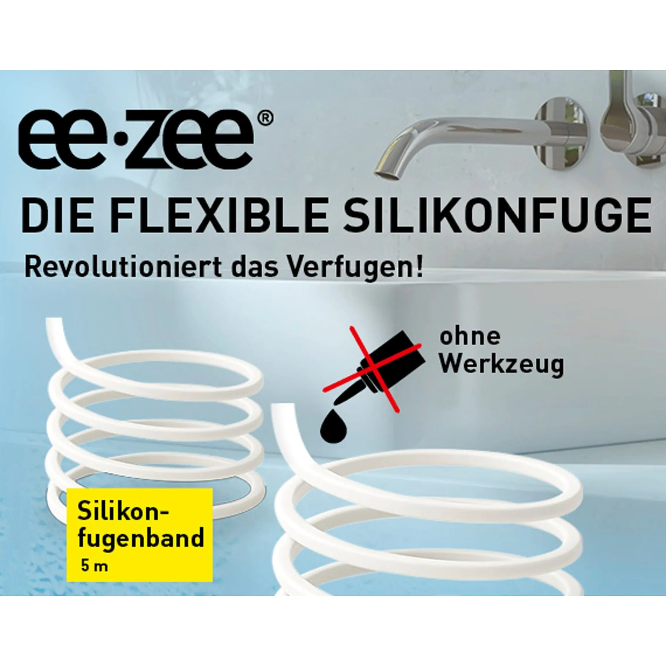 Silikonfugenband ee-zee für Waschtisch, Pissoir & Stand-WC 500 cm