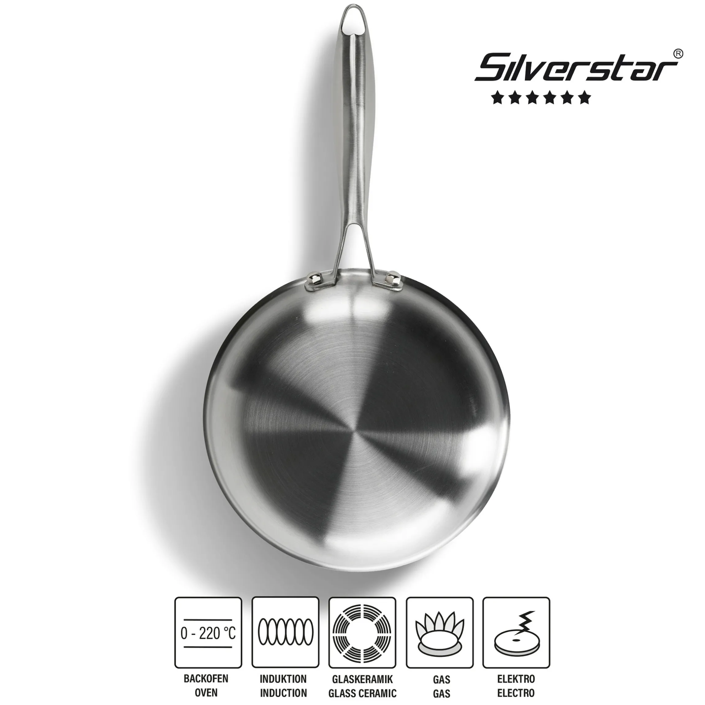 SILVERSTAR Edelstahlpfanne Bratpfanne 20 cm | ohne Deckel