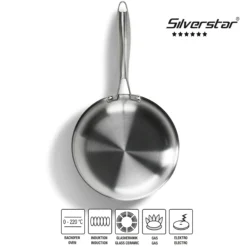 SILVERSTAR Edelstahlpfanne Bratpfanne 24 cm | ohne Deckel