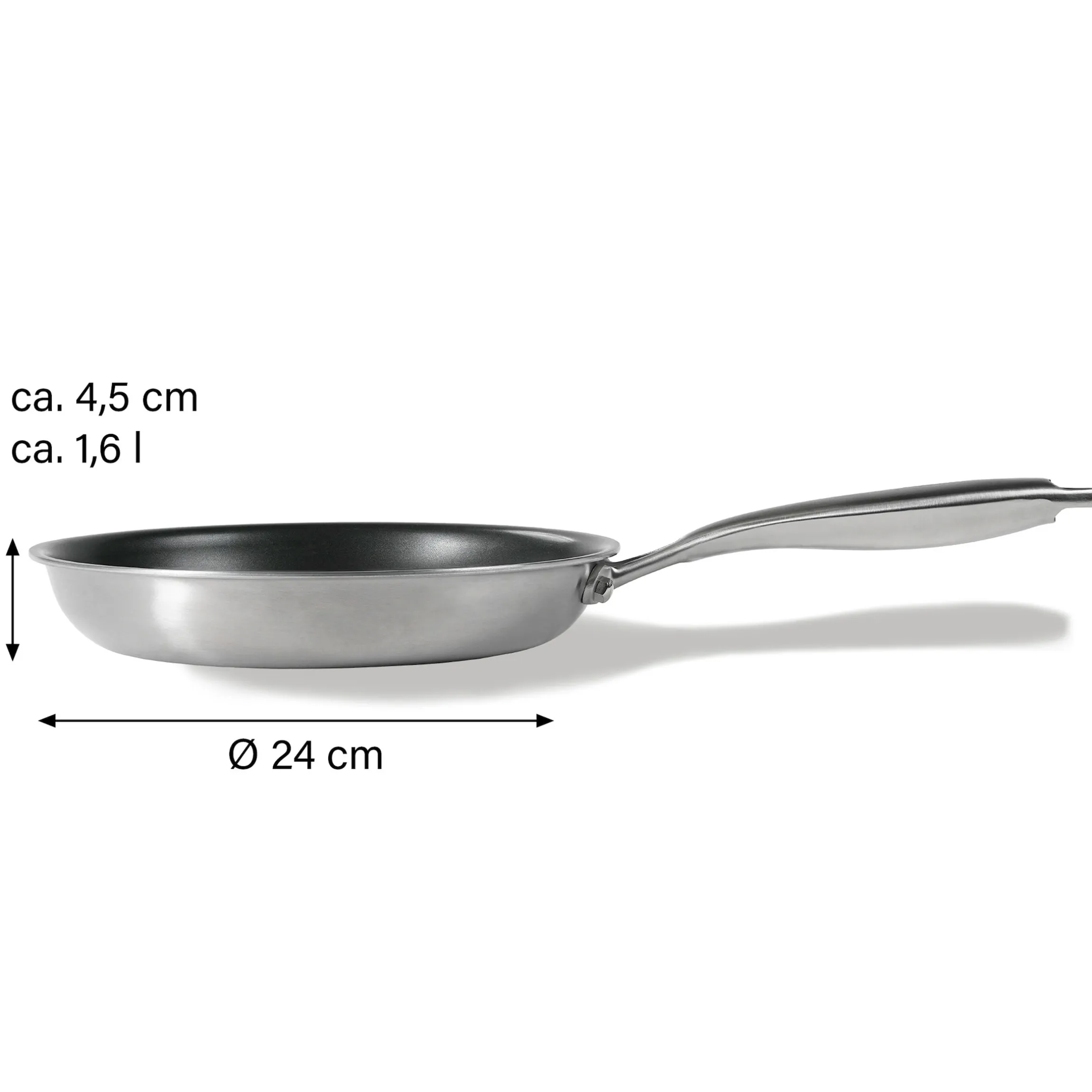 SILVERSTAR Edelstahlpfanne Bratpfanne 24 cm | ohne Deckel