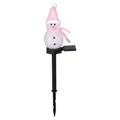 Solar-Gartenstecker „Schneemann“ rosa