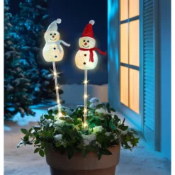 Solar-Gartenstecker "Schneemänner", 2 Stück
