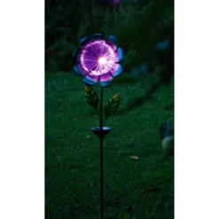 Solar-LED-Gartenstecker "Blütenzauber" mit Fiberglas blau