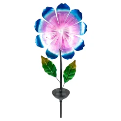 Solar-LED-Gartenstecker "Blütenzauber" mit Fiberglas blau