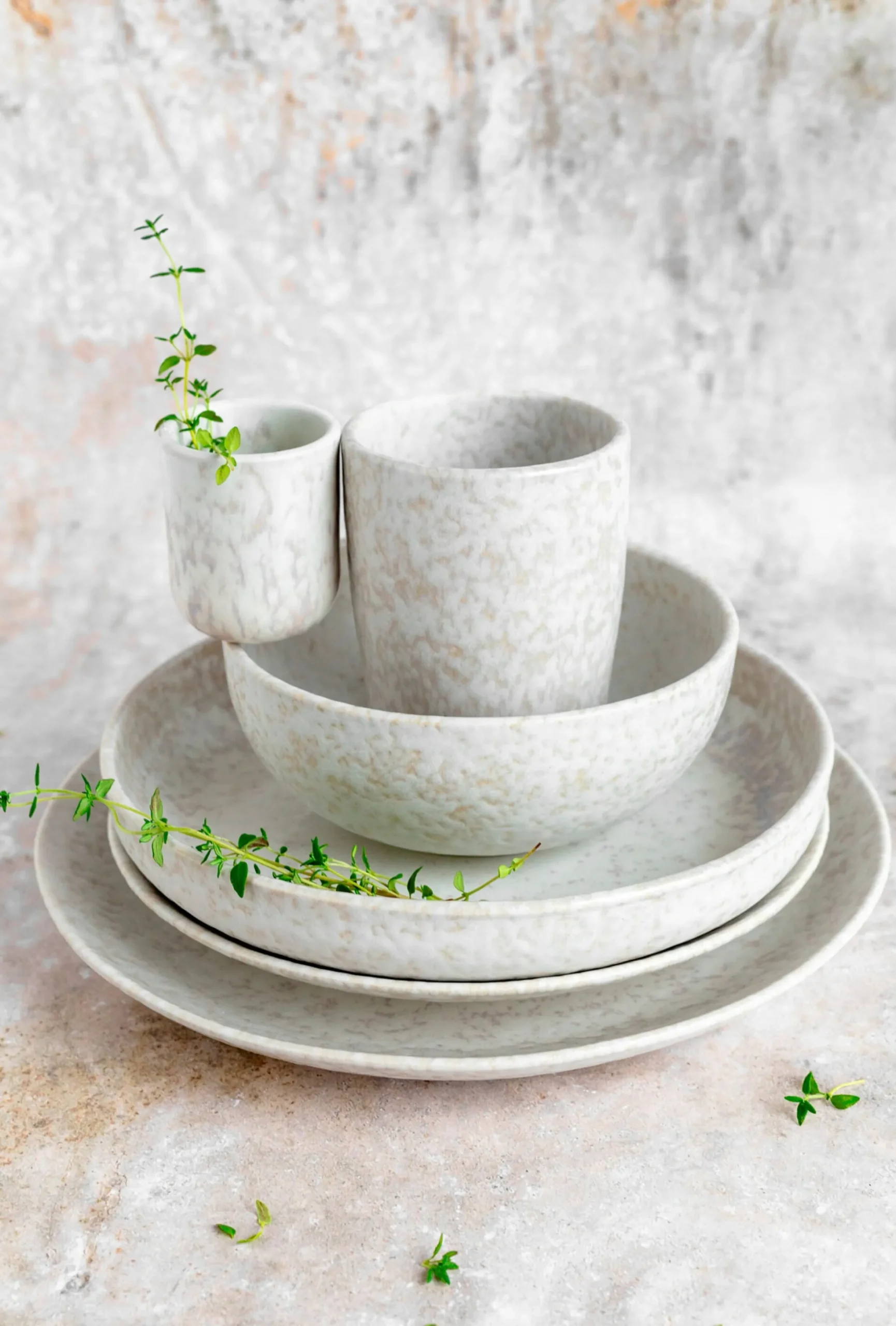 Speiseteller-Set, Steinzeug Alpenwiese Creme