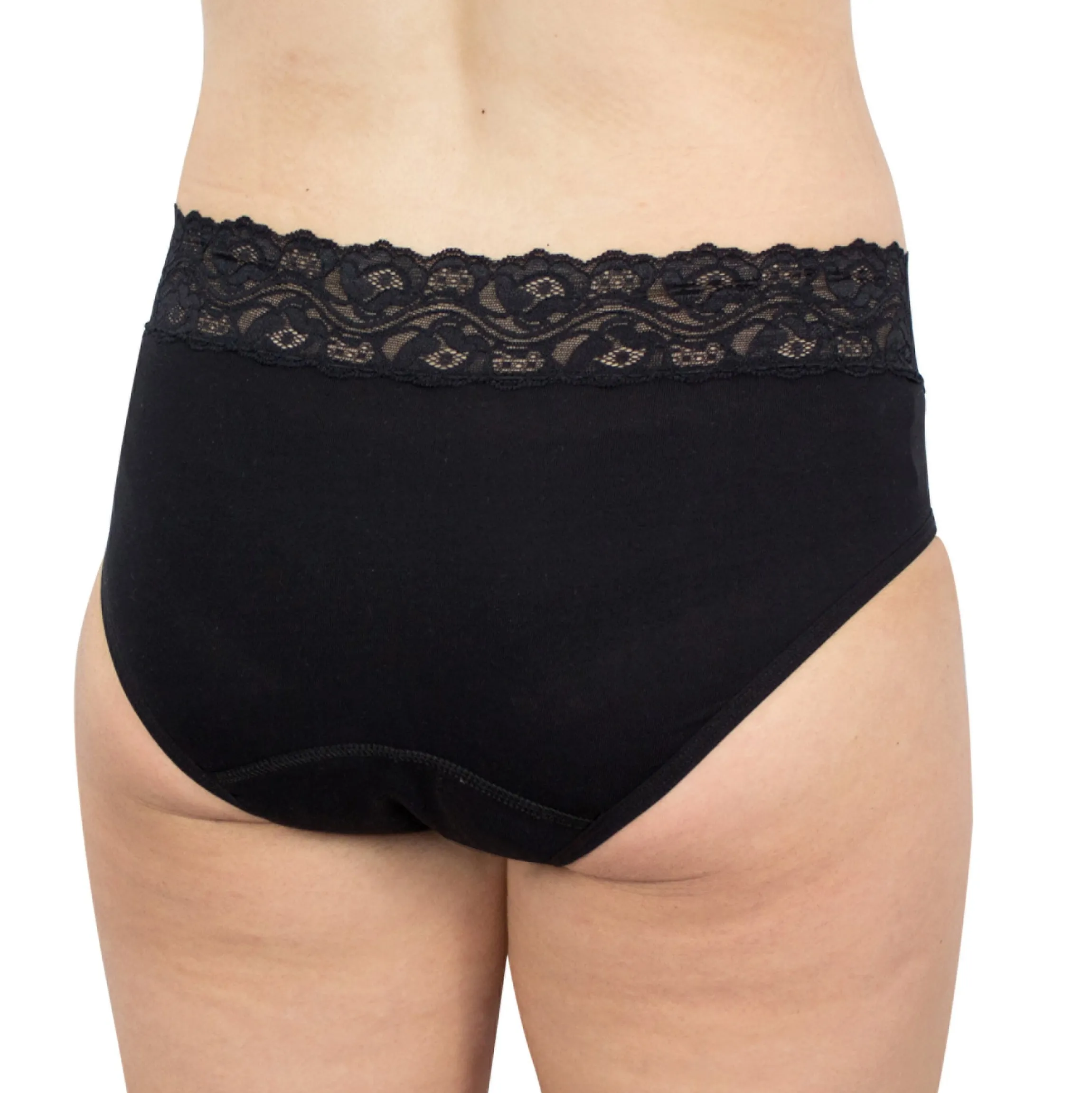 Spitzen-Slip mit Saugeinlage Schwarz