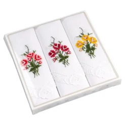 Spitzen-Taschentücher „Blumen“, 3 Stück