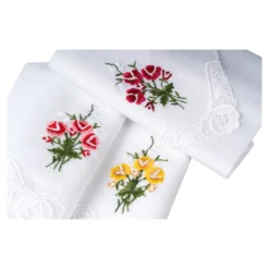 Spitzen-Taschentücher „Blumen“, 3 Stück