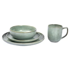 Steinzeug-Geschirr-Set „Natur“, 4-teilig