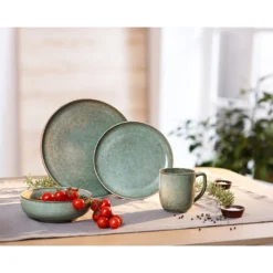 Steinzeug-Geschirr-Set „Natur“, 4-teilig