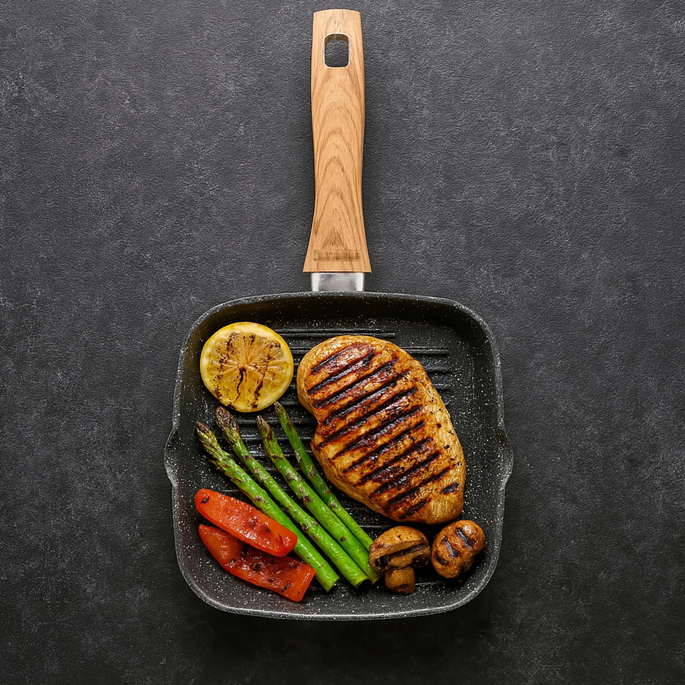 STONELINE Back to Nature Grillpfanne 16 cm | ohne Deckel - Holzoptik