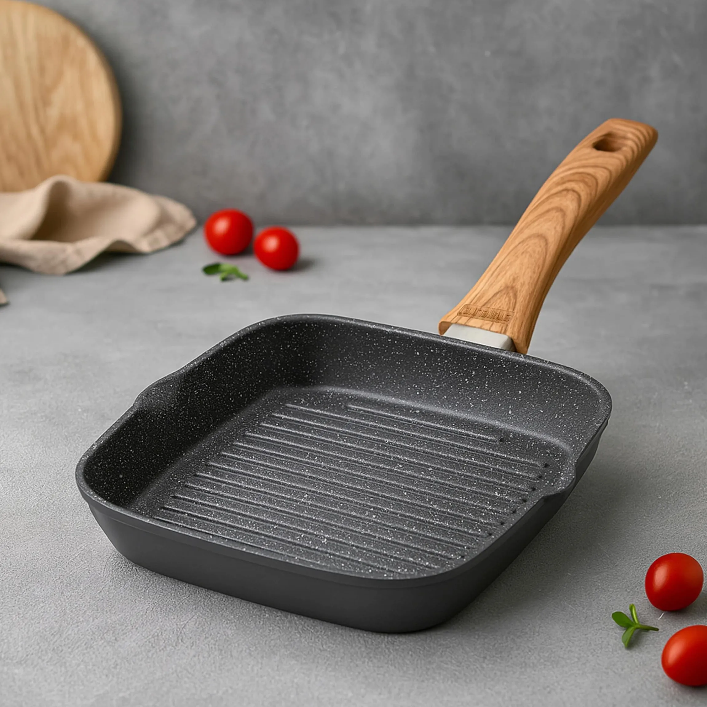 STONELINE Back to Nature Grillpfanne 16 cm | ohne Deckel - Holzoptik