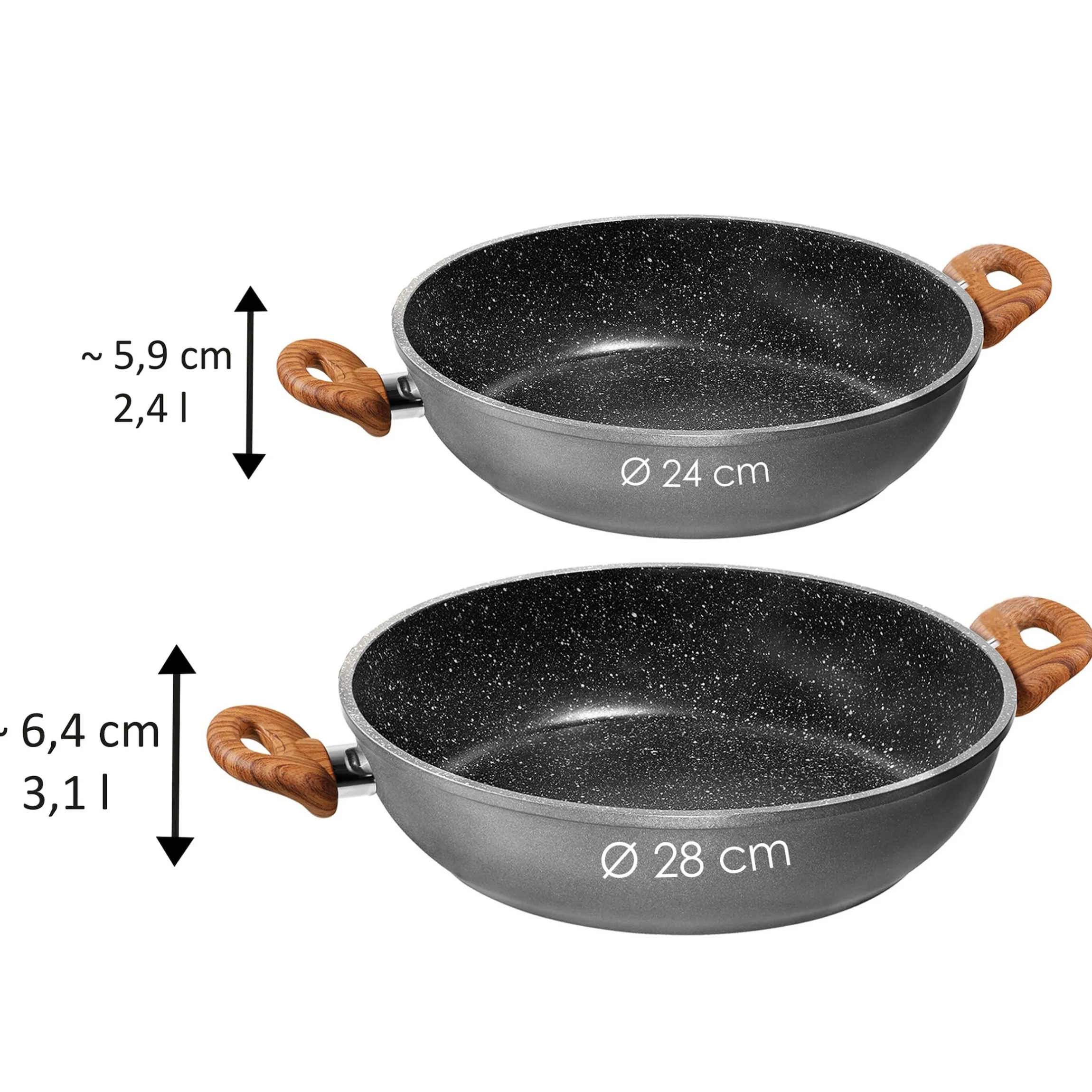 STONELINE Back to Nature Servierpfanne 24 cm | Holzoptik
