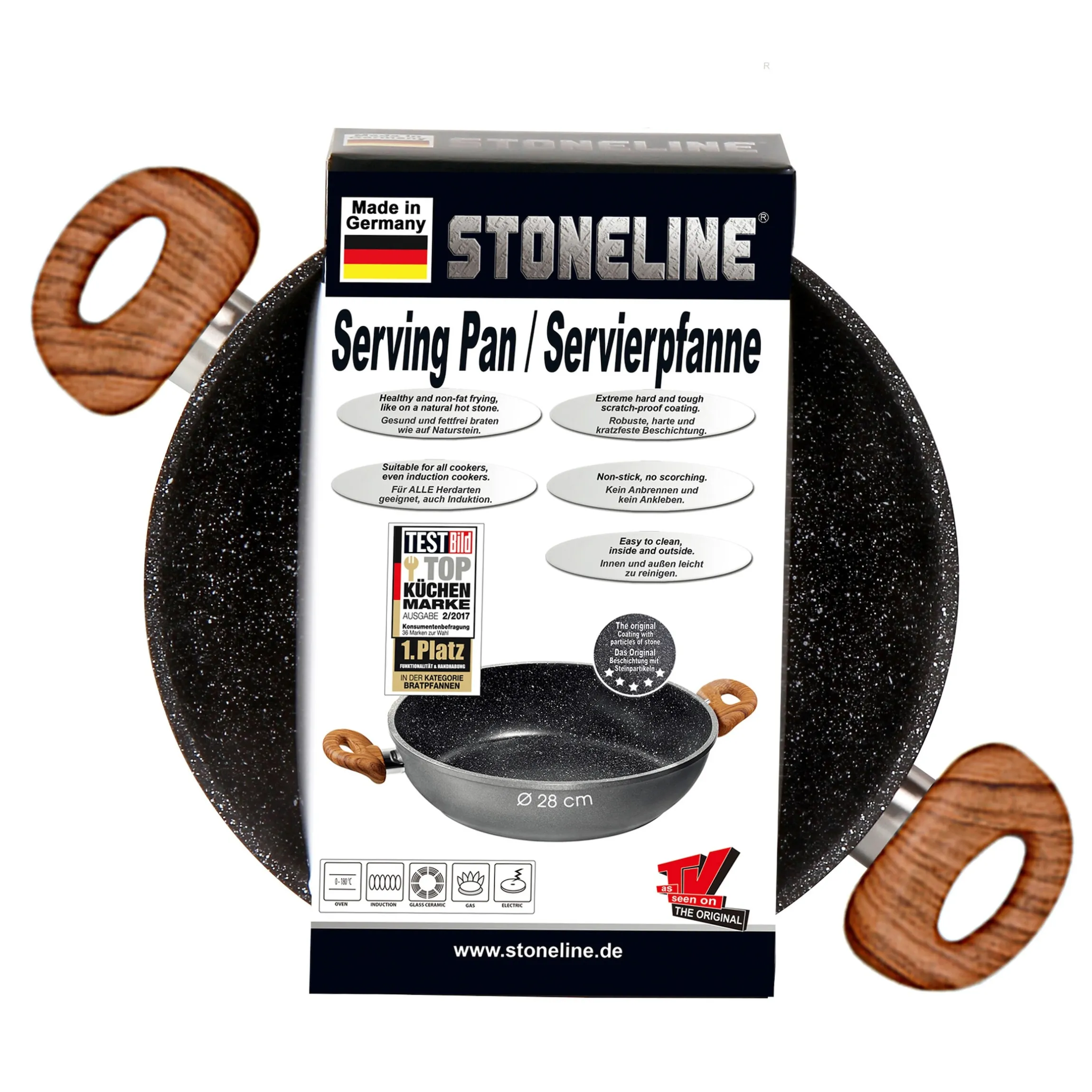 STONELINE Back to Nature Servierpfanne 28 cm | Holzoptik