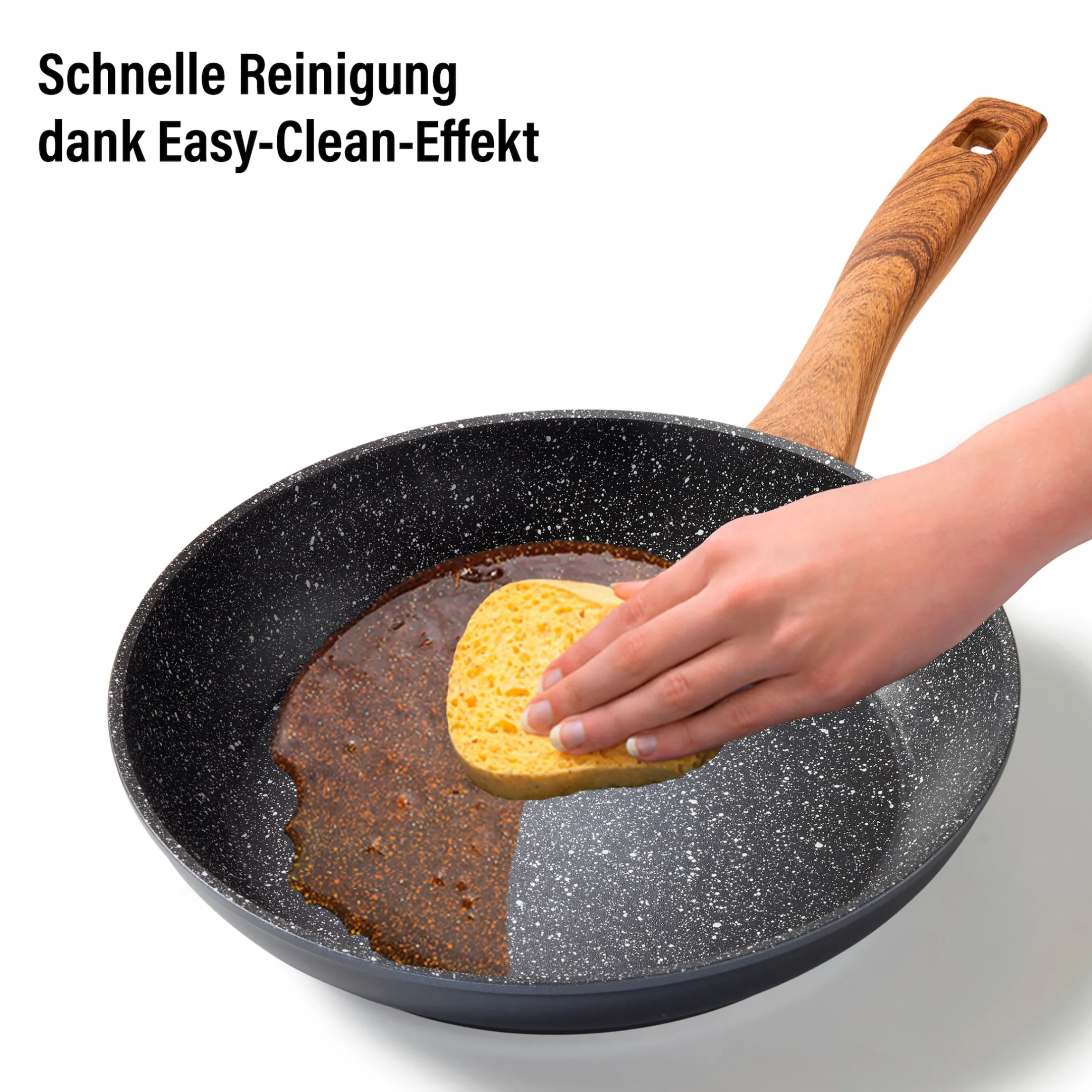 STONELINE Bratpfanne 28 cm | ohne Deckel - Holzoptik
