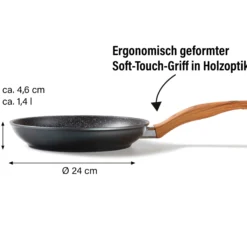 STONELINE Bratpfanne 24 cm | ohne Deckel - Holzoptik