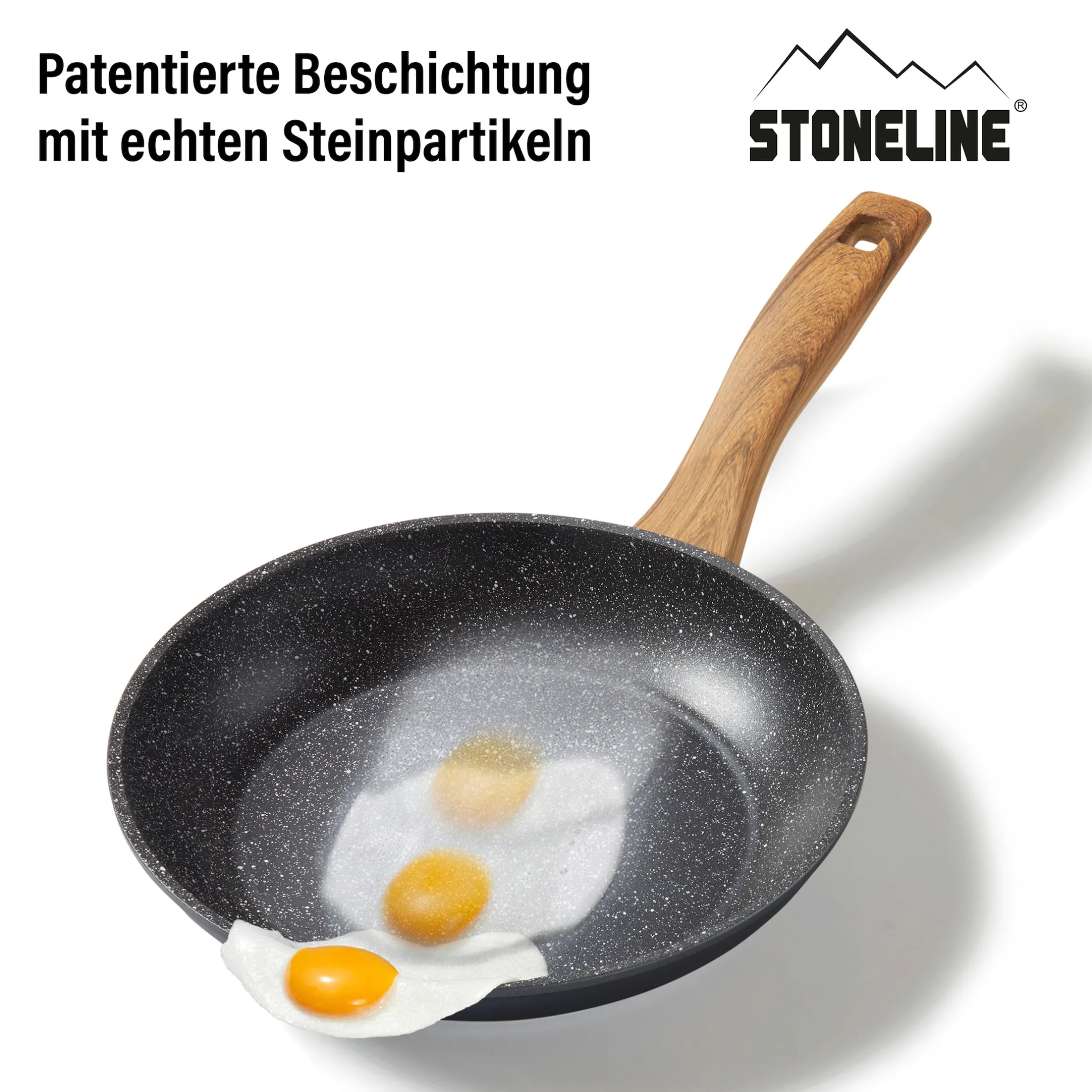 STONELINE Bratpfanne 24 cm | ohne Deckel - Holzoptik